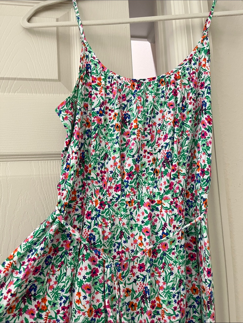 Jcrew Factory Floral Spaghetti Strap Midi Dress - White/Pink/Green size 2 - Picture 3 of 7